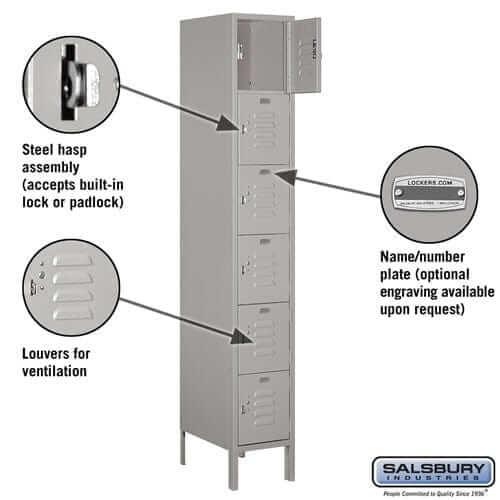 Salsbury Industries Standard Steel Locker — Box Style — 6 Tier, 1 Wide YourLockerStore